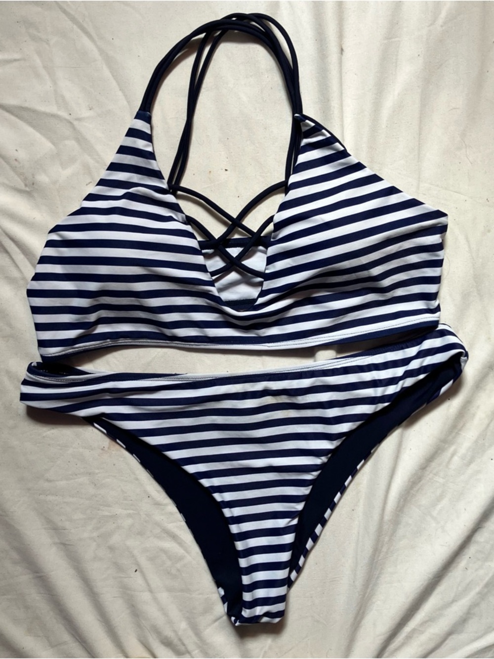 Cupshe Navy and White Bikini